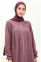 Robed Zippered Abaya 0702-04 Dark Lilac - 3