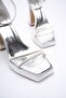 Women's Silver Heeled Sandals Tr12My01E - 5