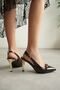 Women's Bitter Brown Buckle Heeled Shoes Tr08Ms34C - 7