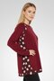 Women Round Neck Long Sleeves Textured Sweater, Maroon - 3