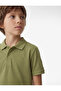 Cotton Buttoned Short Sleeve Basic Polo Neck T-Shirt - 2