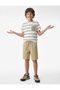 Cotton Lu Pocket Detail Short Sleeve Crew Neck Striped T-Shirt