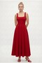 Women's Füsun Back-Tie Square Neck Woven Long Red Dress - 4