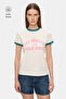 Leni Bone Color Crew Neck Printed 100% Cotton Standard Fit Women's Tshirt