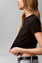 Short Sleeve Logo Short Women's Black Crop Lv047Ab213-Ub1 - 5