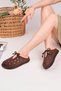 Shammy Suede Leather Perforated Lace-Up Daily Comfortable Closed-Front Women's Slippers - 5