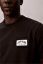 Men's Regular Fit Round Neck Logo Label Cotton Short Sleeve Black T-Shirt - 6