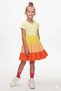 Light Yellow-Orange Layered Colorful Girls' Short Sleeve Dress