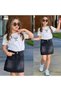 Girl's White Basic T-Shirt & Black Mini Skirt Combination – Stylish and Casual Style 2642 - 3