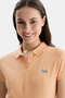 Shaver Orange Polo Collar Embroidered Cotton Standard Fit Women's Tshirt - 2