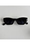 Women's Black Rectangular Sunglasses with Sharp Lines Modern Retro Design Uv400 Protected Bone Frame - 5