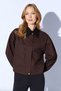Coffee Collar and Cuff Velvet Paneled Short Trench Coat |   Ek100351518