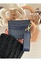 Women's Bow Detailed Shiny Faux Leather Card Holder with Keychain - 2