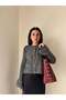 Women's Bougainvillea Model Large Size Suede Shoulder Bag with Staple Detail