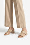 Beige Genuine Leather Block Heeled Banded Women's Slippers - 4