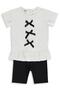 Bow Button Printed 6-18 Months Set - Ecru