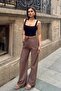 Women's Mink Linen Textured Loose Cut Palazzo Trousers - 3
