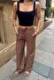 Women's Mink Linen Textured Loose Cut Palazzo Trousers - 7