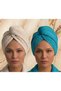 Hair Towel Hair Cap Set of 2 100% Cotton Drying after Bath, Pool and Sea Ecru / Green - 3