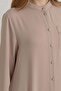 Plus Size Hakim Collar Basic Tunic Beige - 3