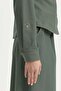 Sewn Detailed Canvas Skirt Shirt Cotton Set Emerald - 3