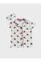 Cotton White Heart Pattern Shirt Collar Buttoned Short Sleeve Pajama Set Suitable for Girls and Mother - 5