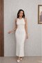Women's Ribbed Knitwear Maxi Dress Halter Neck Fitted Summer Stylish Dress - 2