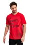 Red Color Black Printed Men's Short Sleeve Crew Neck T-shirt - 2