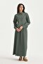 Sewn Detailed Canvas Skirt Shirt Cotton Set Emerald