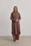 Plus Size Hakim Collar Basic Tunic Light Brown