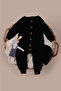 Baby Girl Boy Romper Long Sleeve Beret Embroidered Ribbed Knit Rompers