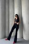 Women's Flared Skinny Jeans Black 867-07