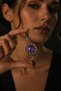 Women's Copper Bracelet Zodiac Signs Embossed Amethyst Stone Pure Copper Bracelet - 3