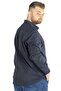 Mode Xl Large Size Men's Linen Lycra Ukol Hakim Collar Shirt 20388 Navy Blue - 3