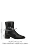 Women's Black Zippered Pointed Toe Genuine Leather Boots - 2