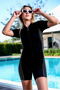 Short Sleeve Swimsuit with Shorts - 4
