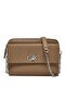 Women's Chain Strap Zipper Closure Logo Beige Shoulder Bag K60K 613140 -0F4
