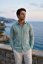 Men's 100% Cotton Premium Modal Fabric Breathable Comfortable Long Sleeve Shirt - Khaki - 2