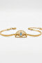 Moon Themed Stone Bead Detailed Ethnic Embellished Steel Bracelet