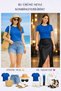Crew Neck Short Sleeve Ribbed Lycra Bady Blouse T-Shirt - 6