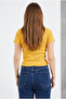 Crew Neck Short Sleeve Ribbed Lycra Bady Blouse T-Shirt - 5