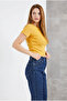 Crew Neck Short Sleeve Ribbed Lycra Bady Blouse T-Shirt - 4