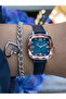 Navy Blue Leather Cord Waterproof Guaranteed Wristwatch+Bracelet - 3