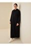 Cotton Hooded Sports Plus Size Dress - Black - Alia - 3