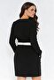 Women Textured Midi Dress, Black - 2