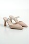 Women's Stoned Beige Satin Heeled Shoes Tr12Ms04B - 7