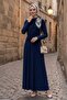 Shawl Tie-Detail Dress 1691 - Navy Blue - 3