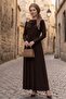 Shawl Tie-Detail Dress 1691 - Brown - 4