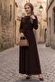 Shawl Tie-Detail Dress 1691 - Brown - 2