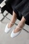 Evve Women's Buckle Detail Wrinkled Leather Ballerinas White